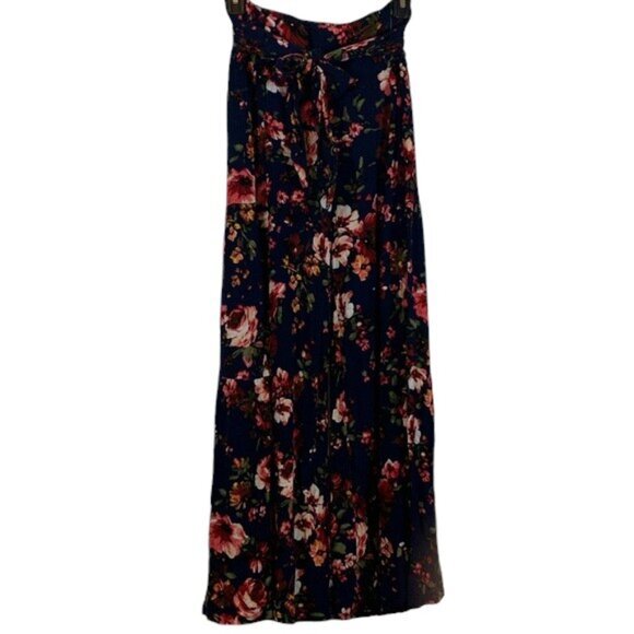 The BluIvy Blu Ivy Navy Blue Floral Wide Leg Pants Size Small EUC #VEG-0026 - Picture 1 of 6